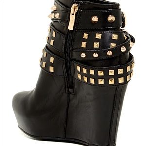Studded wedge booties